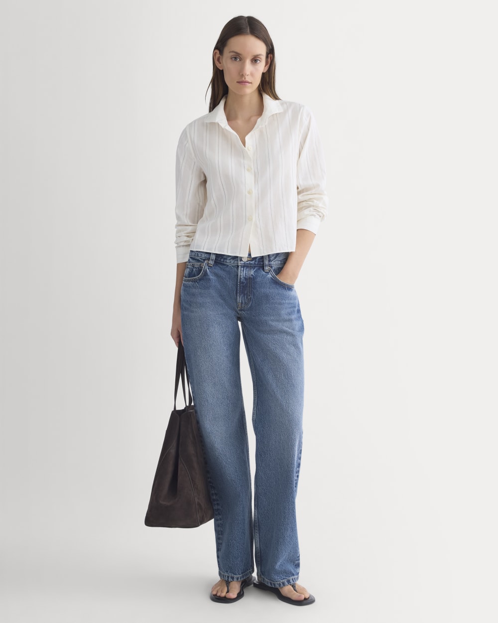 Textured Mini Collar Shirt | Bone - Image 3