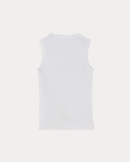 Alternative view of The Luxe Rib Funnel-Neck Tank | White