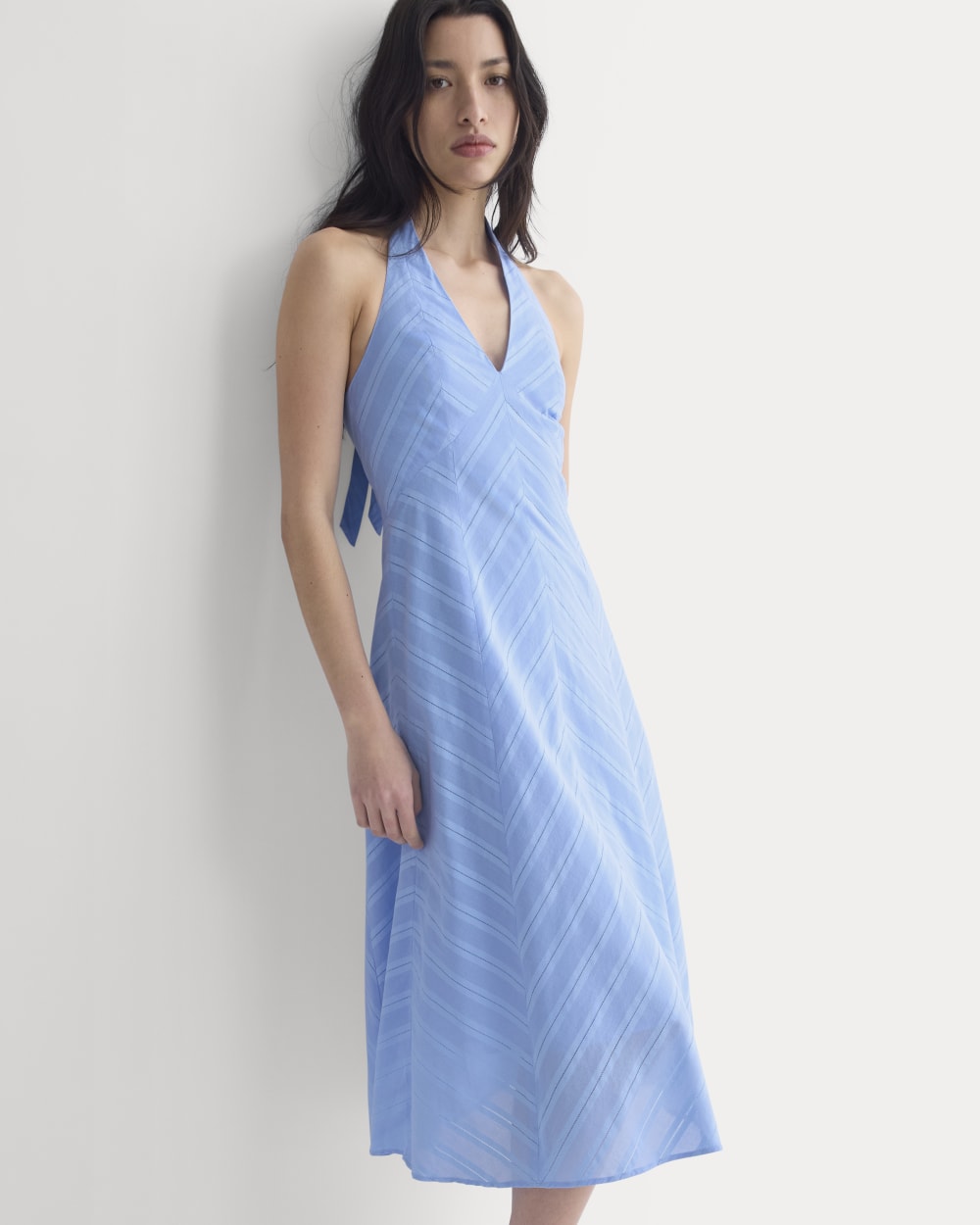 Textured Halter Midi Dress | Open Air Blue - Image 4