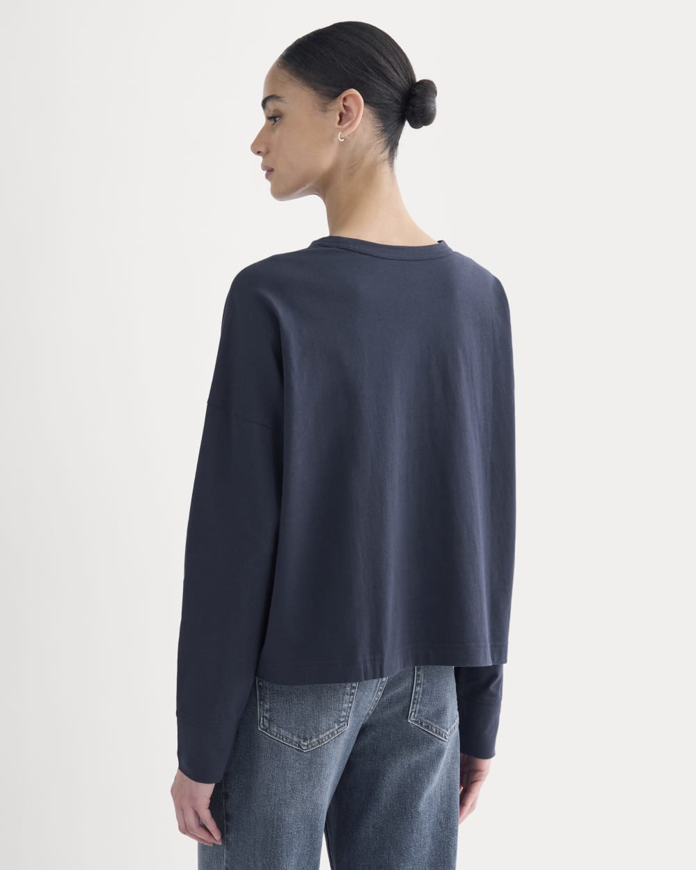 Oversized Boxy Crew in Essential Cotton | Deep Navy - Image 5