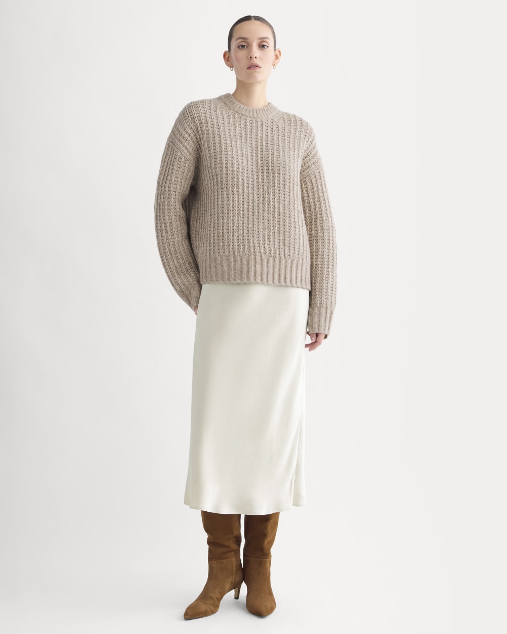 Waffle Sweater in Cloud | Heathered Oatmeal - Image 3
