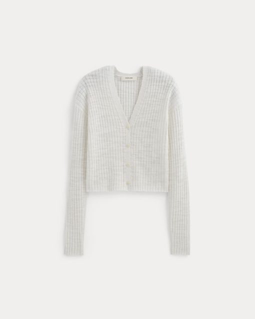 Alternative view of The Ribbed Cardigan in Cotton Linen | White