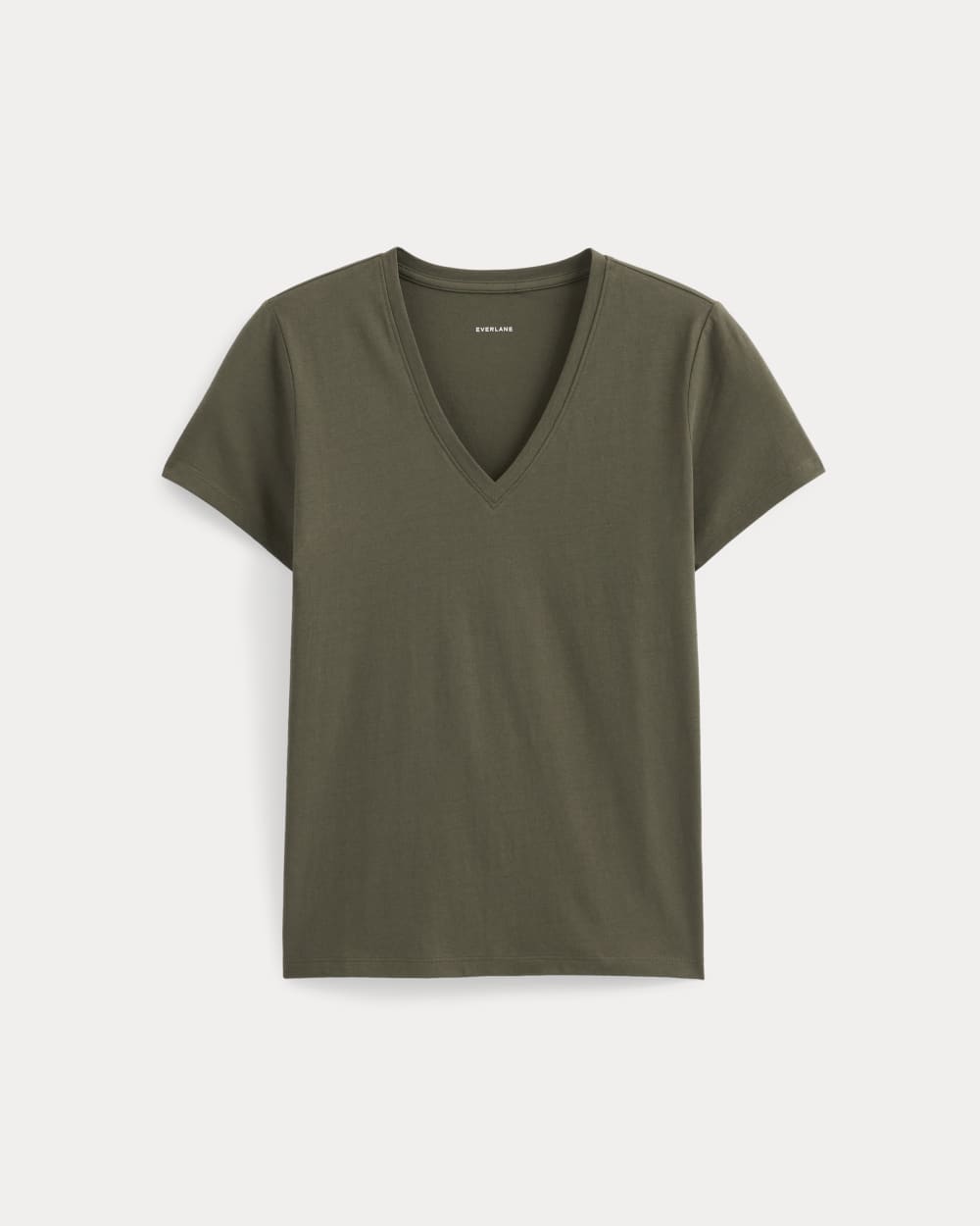 The Slim V-Neck Tee in Essential Cotton | Olive Night - Image 2