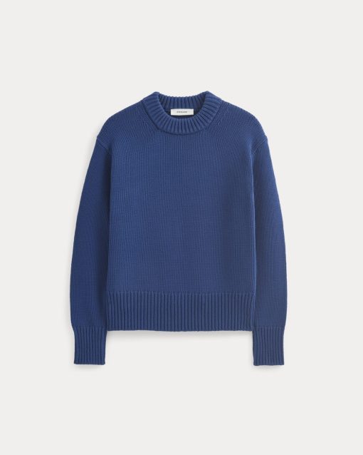 Alternative view of Oversized Cocoon Crew in Elevated Cotton | Estate Blue