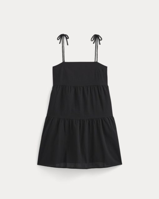 Alternative view of The Gauze Mini Tiered Dress | Black