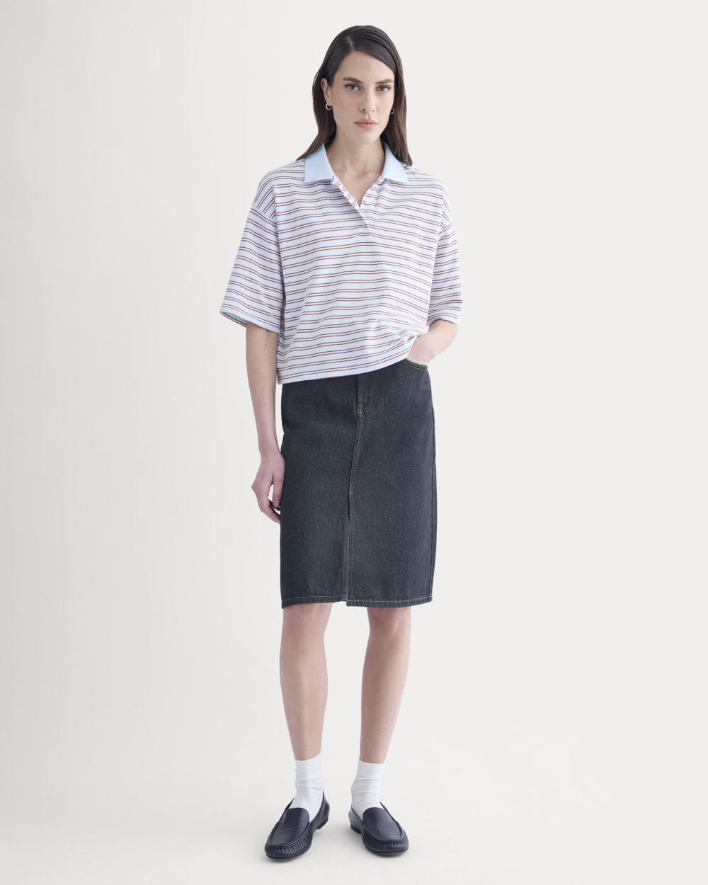 Mid-Rise Denim Midi Skirt | Tungsten Rinse - Image 3