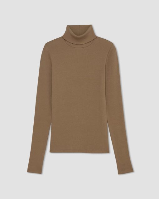 Alternative view of The Luxe Rib Turtleneck | Toasted Coconut