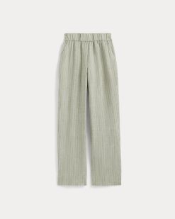 Alternative view of The Linen Easy Pant | Oil Green / White