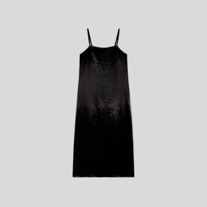 Alternative view of The Satin Square-Neck Slip Dress | Black