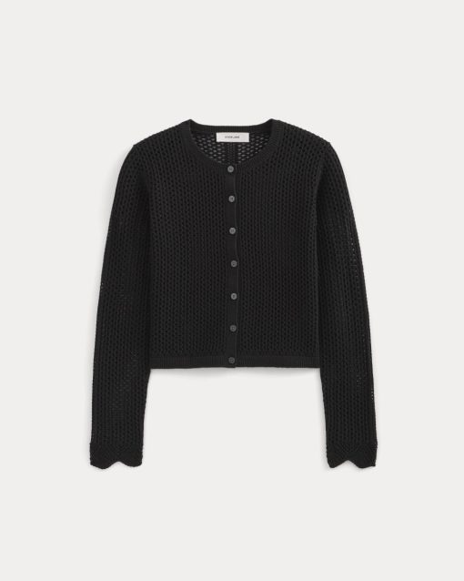 Alternative view of Lace-Knit Cardigan | Black