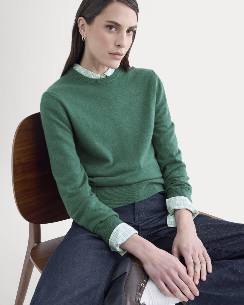 Cashmere Slim Crew Sweater | Hunter Green