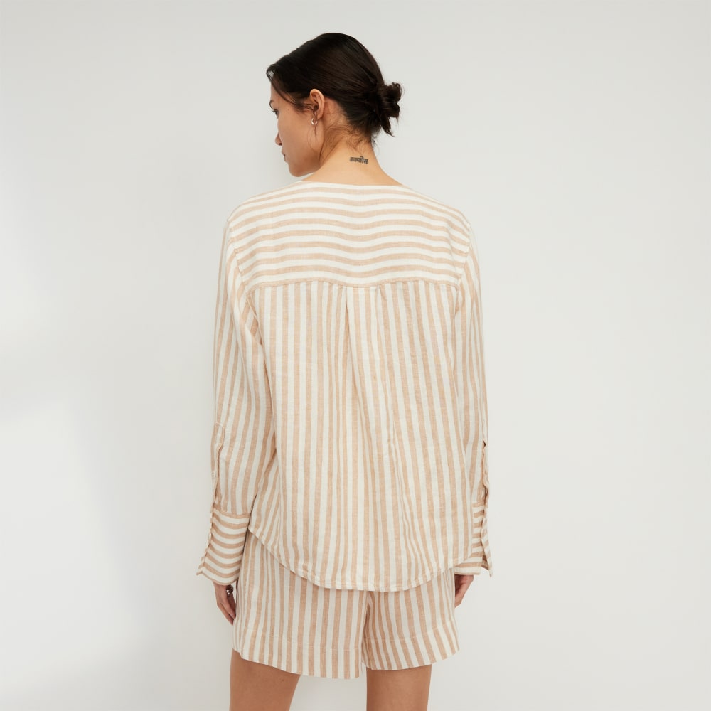 The Linen Popover Shirt | Bone / Caramel - Image 3