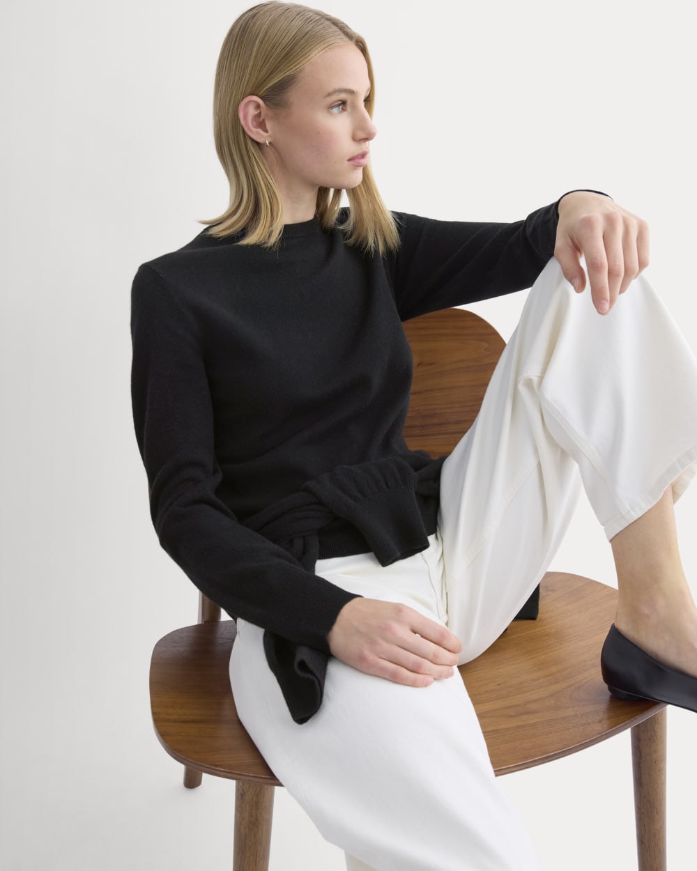 Cashmere Slim Crew Sweater | Black - Image 3