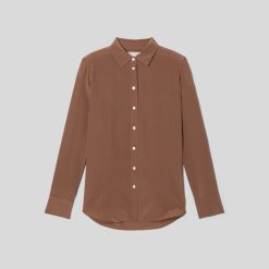 Alternative view of The Must-Have Shirt in Washable Silk | Carob Brown