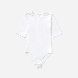 Alternative view of The Short-Sleeve Crew Neck Bodysuit | White | Bikini