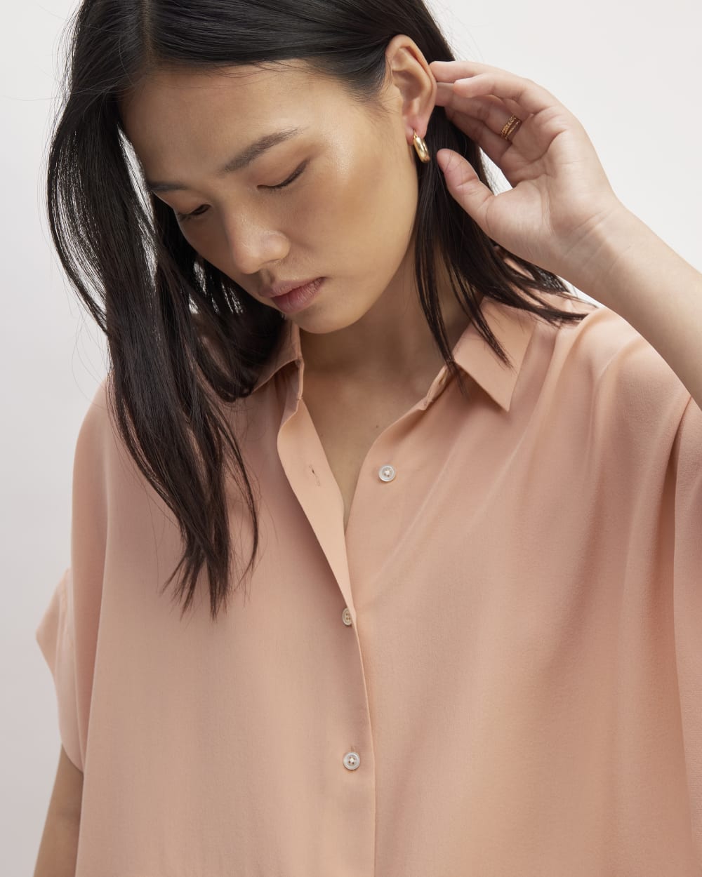 The Boxy Shirt in Washable Silk | Blush Pink - Image 4