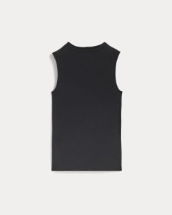 Alternative view of The Luxe Rib Funnel-Neck Tank | Black