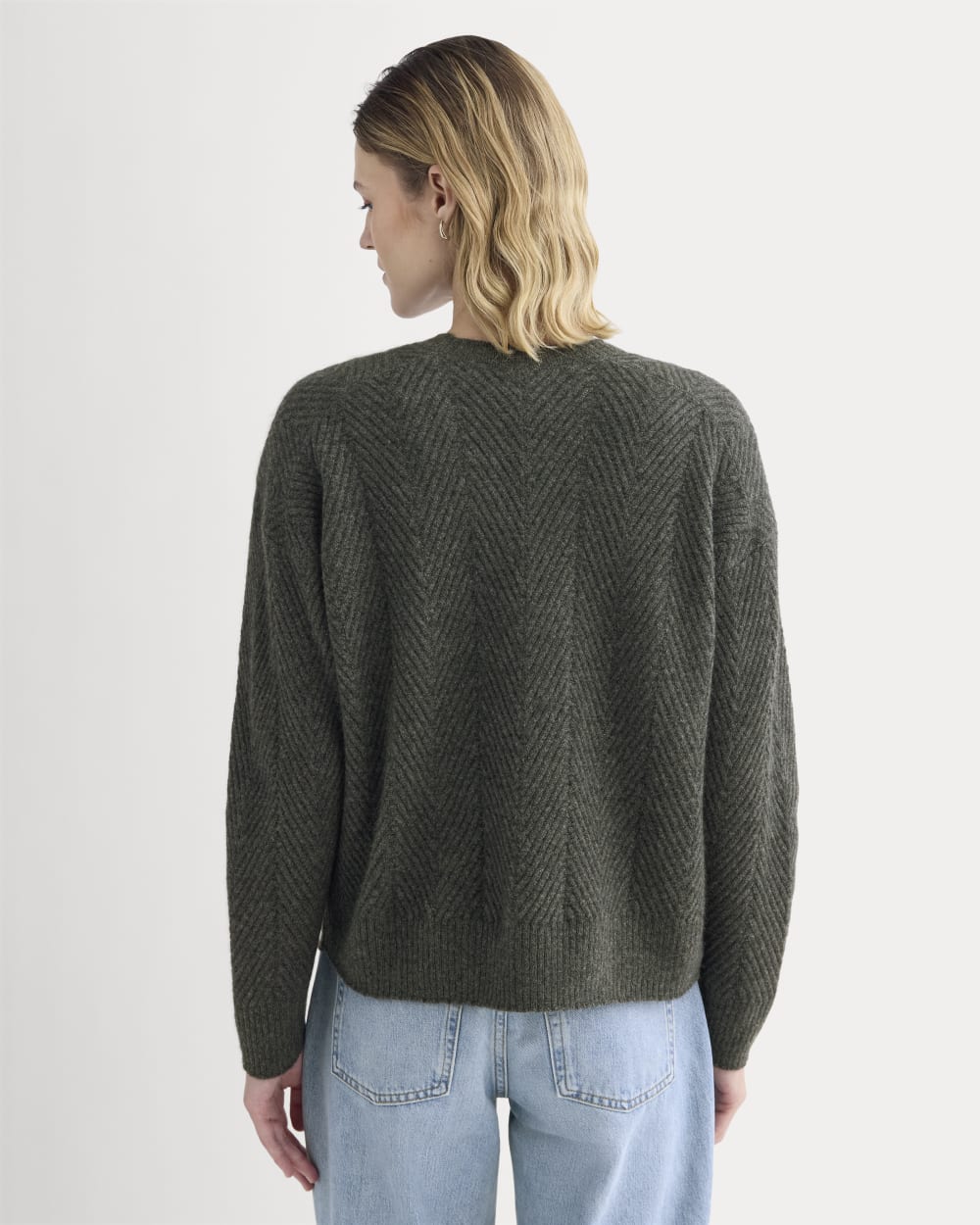 Cashmere Herringbone Sweater | Heather Charcoal - Image 5