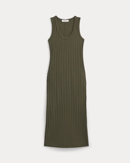 Alternative view of Scoop-Neck Midi Dress in Pointelle Knit | Olive Night
