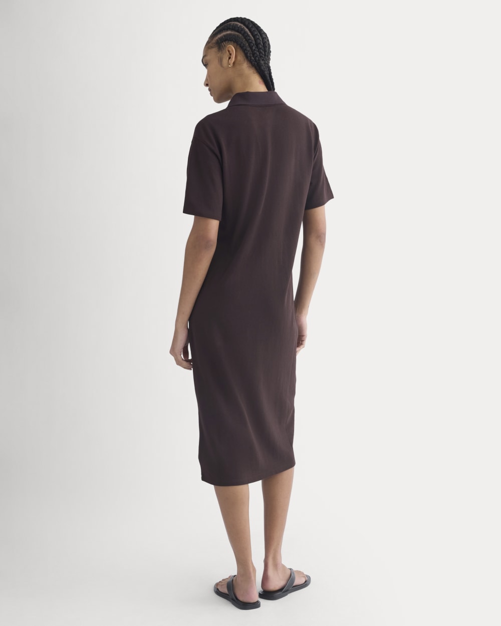 Pique Polo Short-Sleeve Dress | Dark Chocolate - Image 5