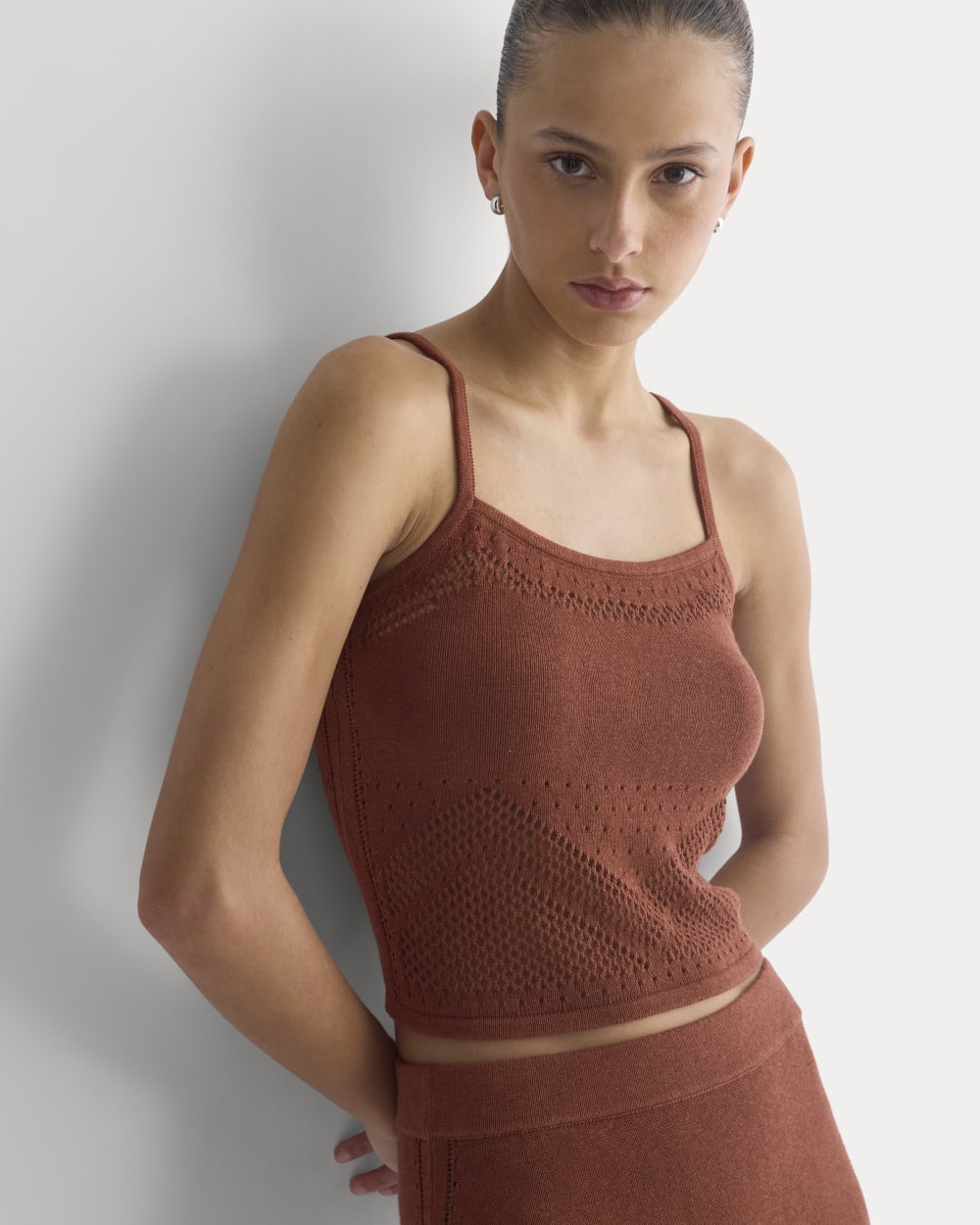 Lace-Knit Cami | Henna Red - Image 4
