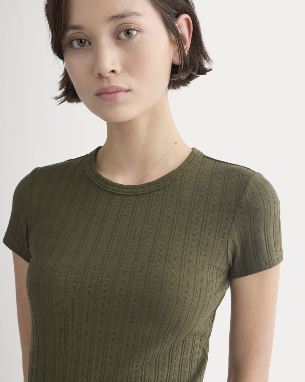 Cropped Crew in Pointelle | Olive Night - Image 4