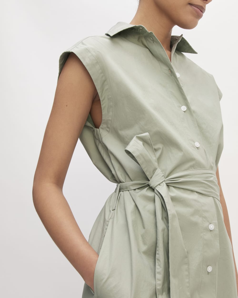 The Supima® Cotton Short-Sleeve Shirt Dress | Sage Green - Image 5
