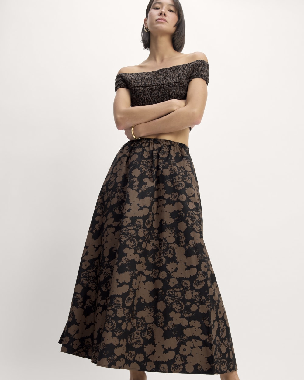 The Supima® Pull-On Maxi Skirt | Black / Cocoa Floral - Image 4