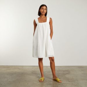 Alternative view of The Eyelet Smock Dress | White