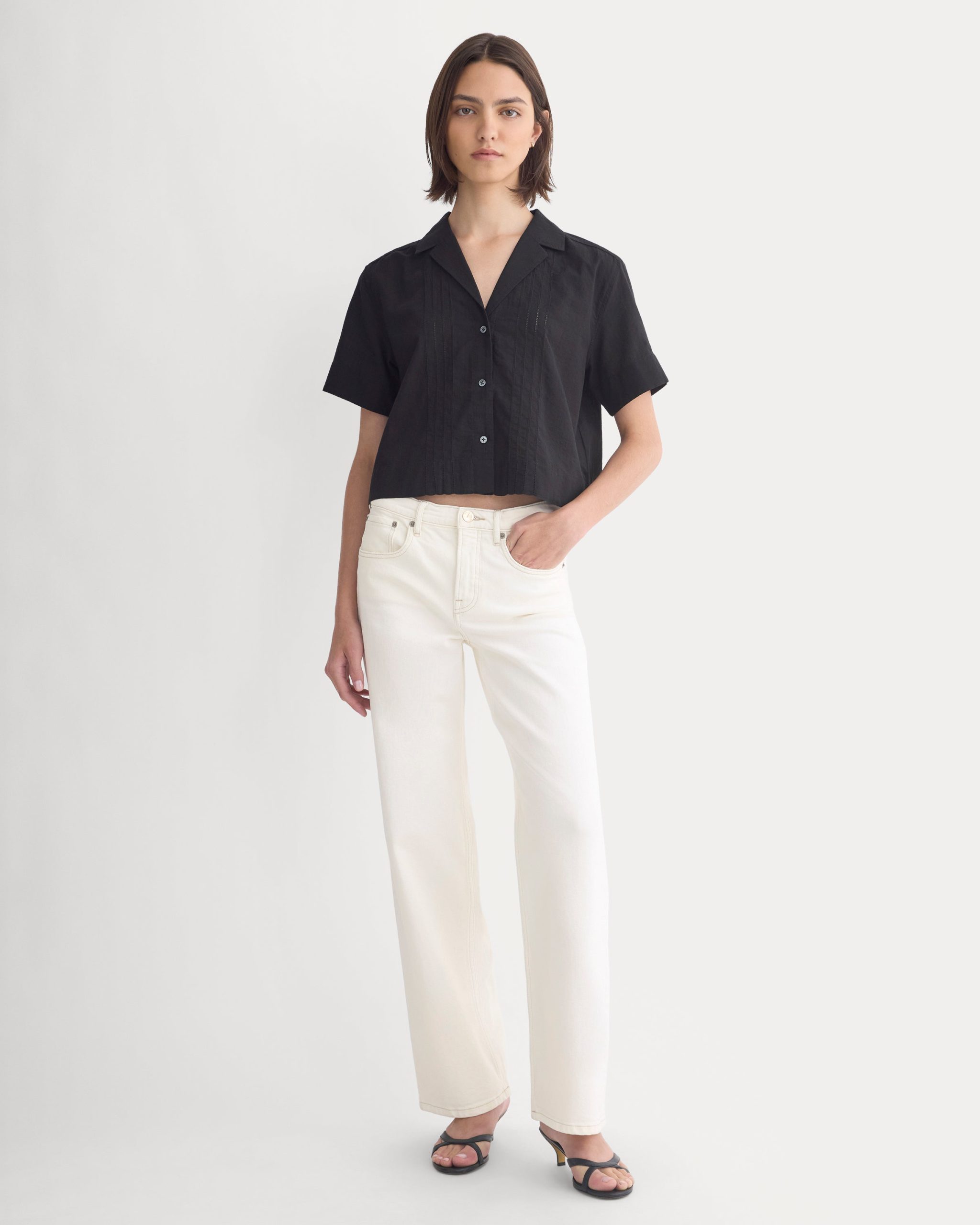 Cotton Gauze Resort Shirt | Black - Image 3