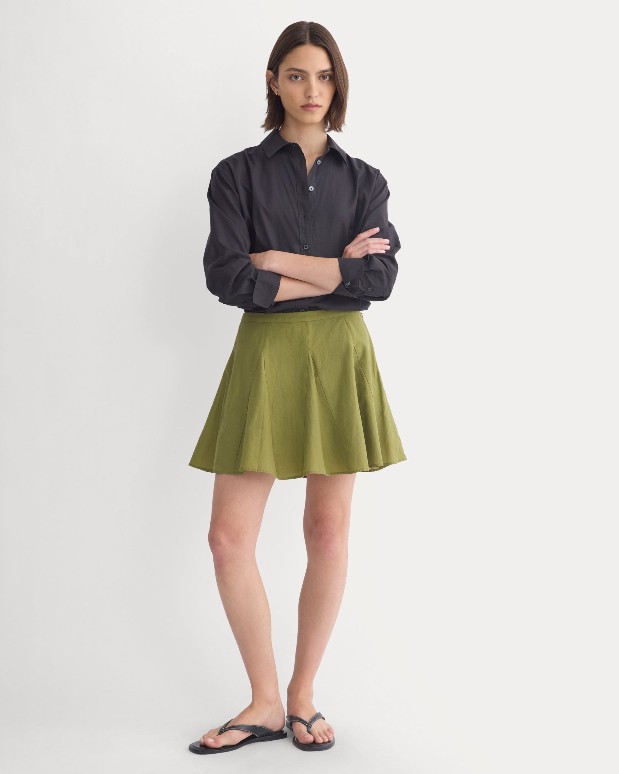 Godet Mini Skirt in Cotton Silk | Mayfly