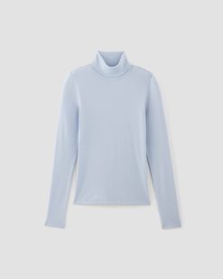 Alternative view of The Luxe Rib Turtleneck | Chambray Blue