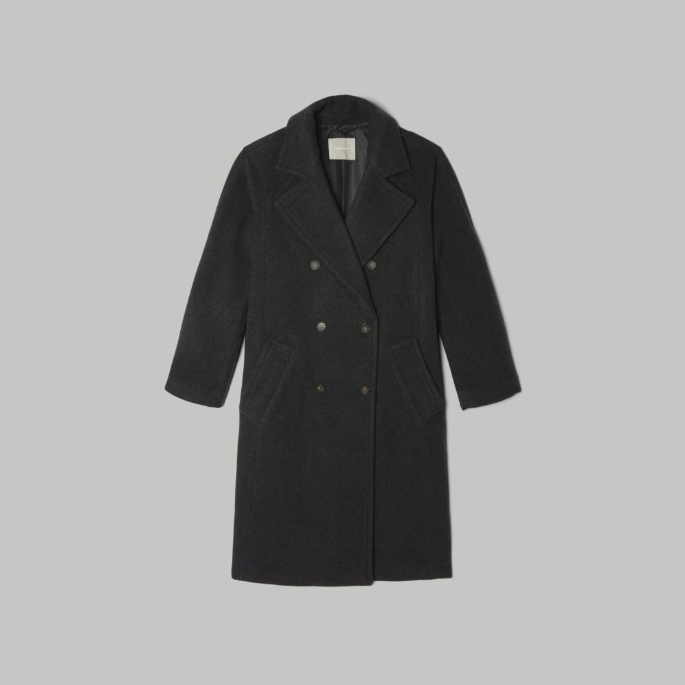 The Italian ReWool® Long Peacoat | Heathered Black - Image 2