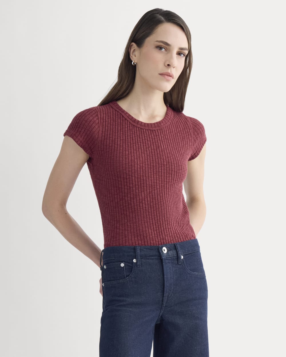 The Cozy Rib Tee | Pomegranate - Image 3