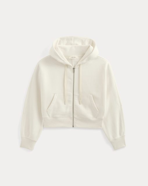 Alternative view of Luxe Fleece Full-Zip Cropped Hoodie | Bone