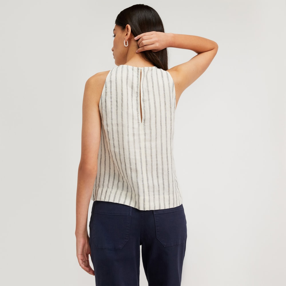 The Linen High-Neck Tank | Black / Canvas Tan - Image 3