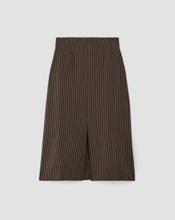 Alternative view of The Mini Jacquard Stripe Slip Skirt | Cocoa / Black
