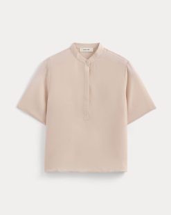 Alternative view of The Popover Top in Washable Silk | Soft Rose