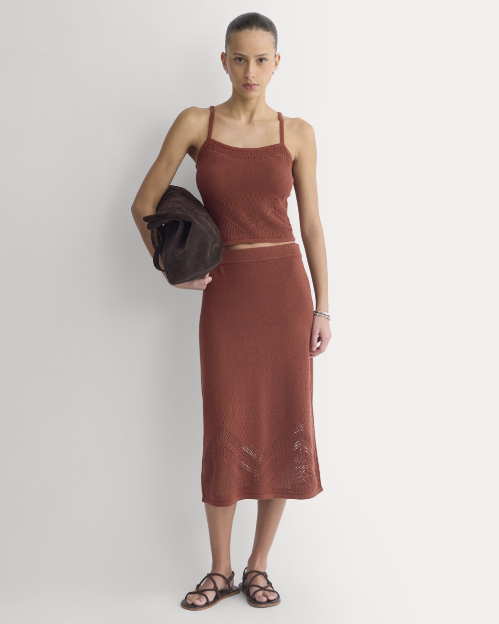 Lace-Knit Cami | Henna Red - Image 3