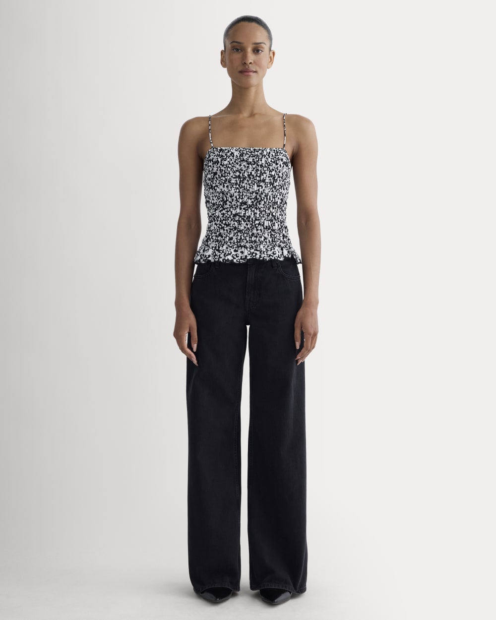The Smocked Tank | Bone / Black Floral - Image 3