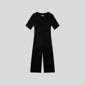 Alternative view of The Wrap Jumpsuit in Linen | Black
