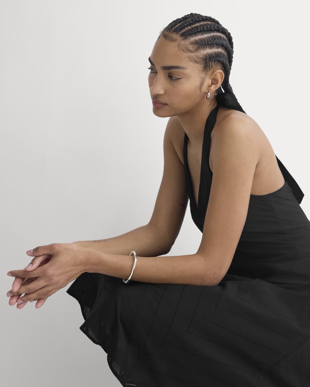 Textured Halter Midi Dress | Black - Image 6