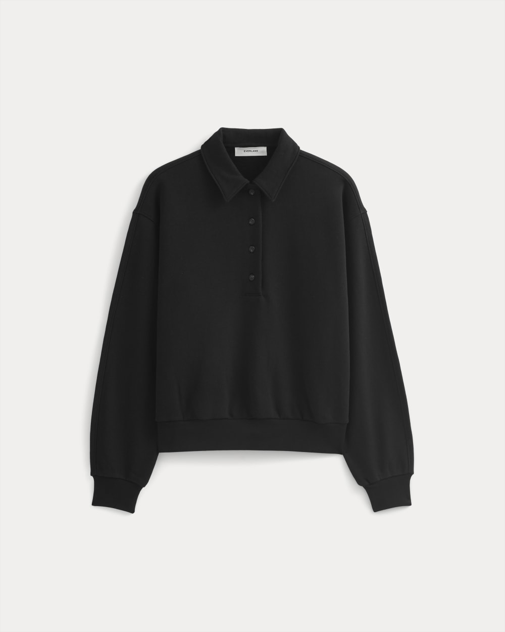 Lightweight Terry Polo Sweatshirt | Black - Image 2