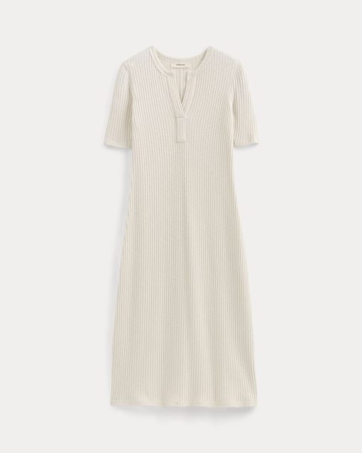 Alternative view of The Rib-Knit Henley Dress | Bone