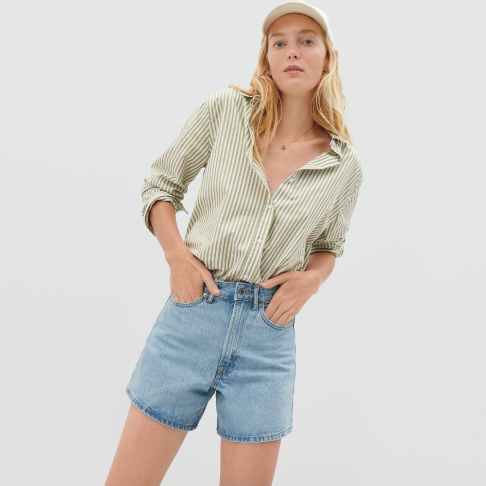 The A-Line Denim Short | Powder Blue