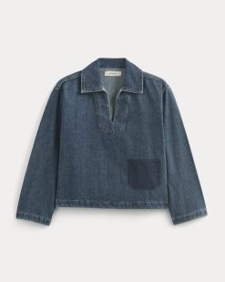 Alternative view of The Cropped Denim Tunic | Tungsten Blue Stone