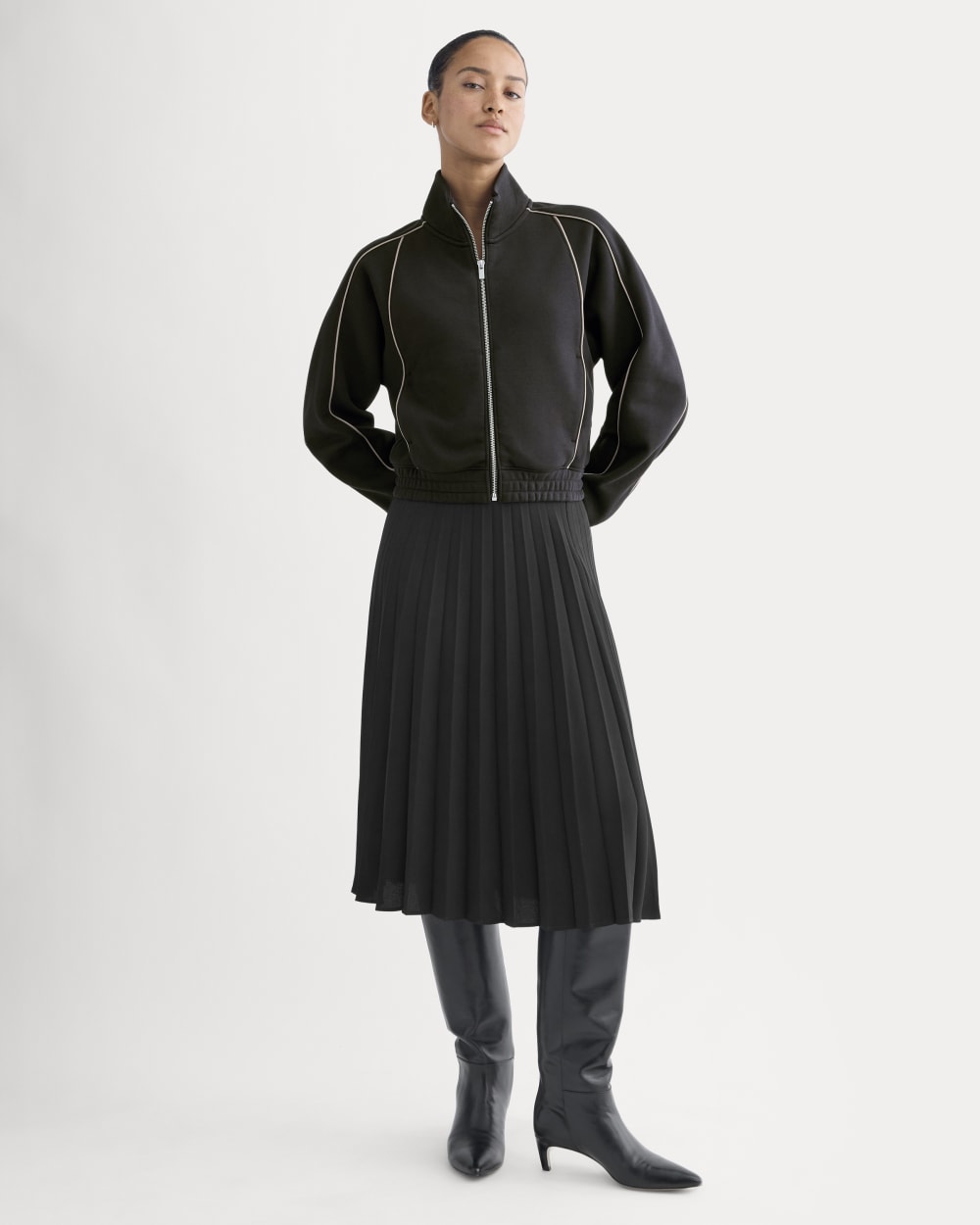 Luxe Fleece Track Jacket | Black - Image 3
