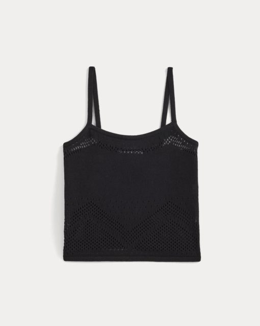 Alternative view of Lace-Knit Cami | Black
