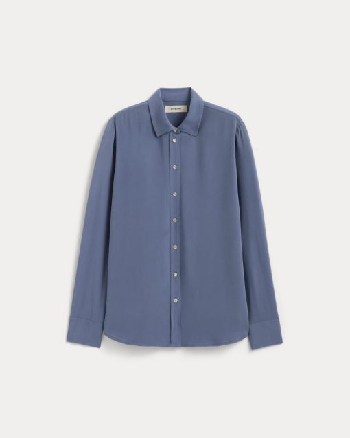 Alternative view of The Must-Have Shirt in Washable Silk | French Blue