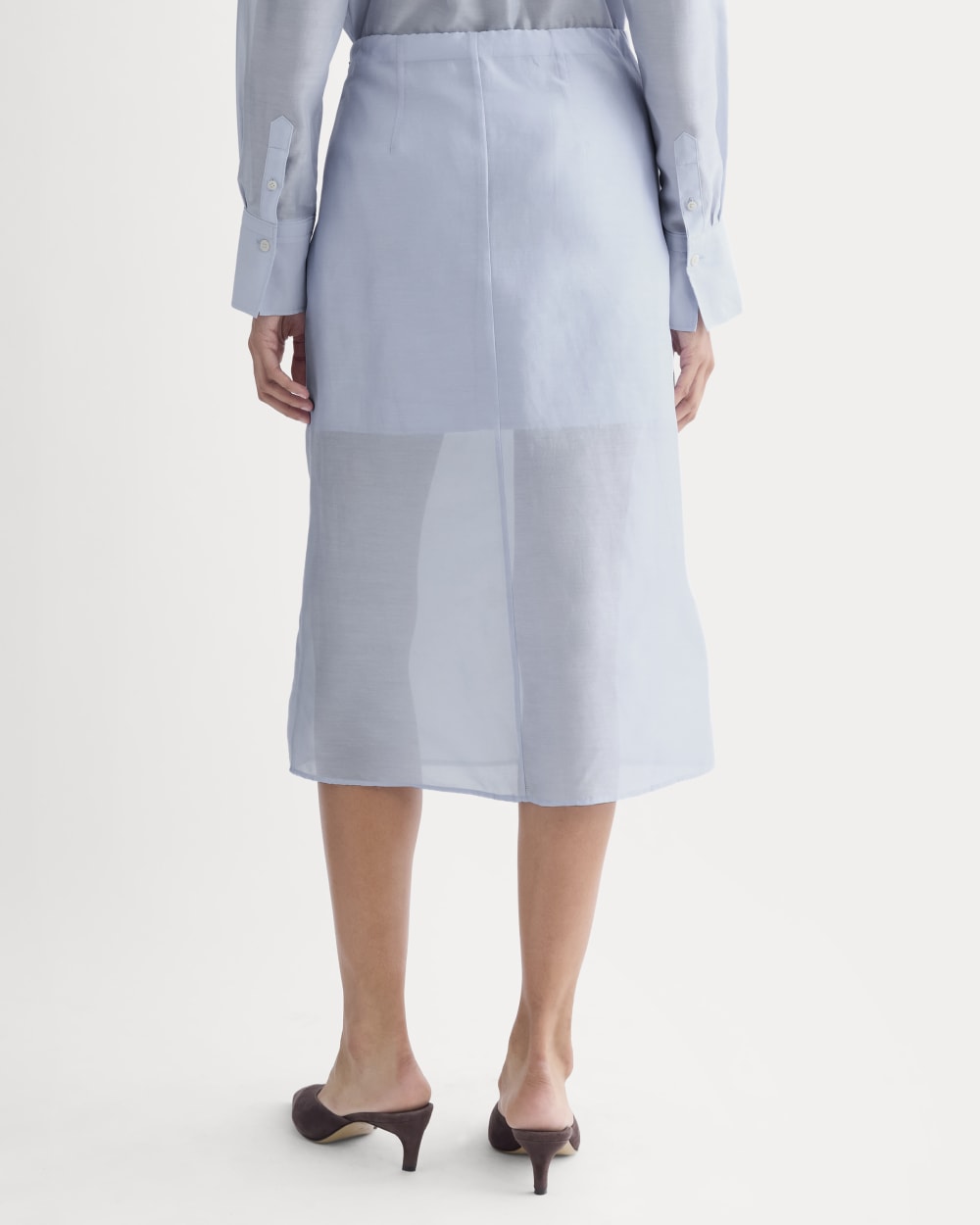 Midi Skirt in Cotton-Silk Organza | Kentucky Blue - Image 5